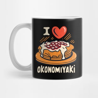 I love Okonomiyaki, retro design for black Mug